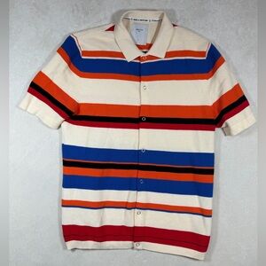 Percival Size Large Classic Colorful Striped Men's Stretch Cotton Polo Shirt